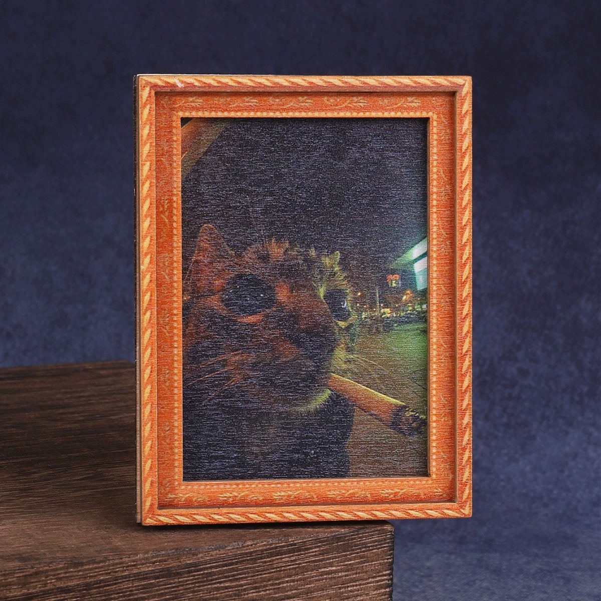 Commercial Kitchen Fridge - Quirky Smoking Cat Wooden Frame Magnet,