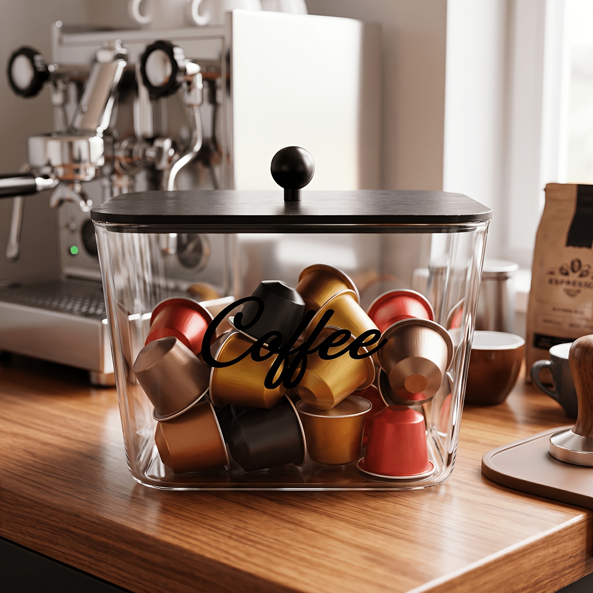 Commercial Kitchen Organiser - Coffee Pod Holder with Lids Plastic