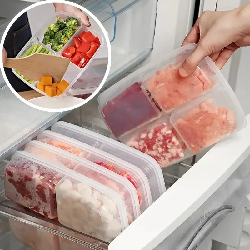 Commercial Kitchen Fridge - 4 Grids Food Storage Box Portable