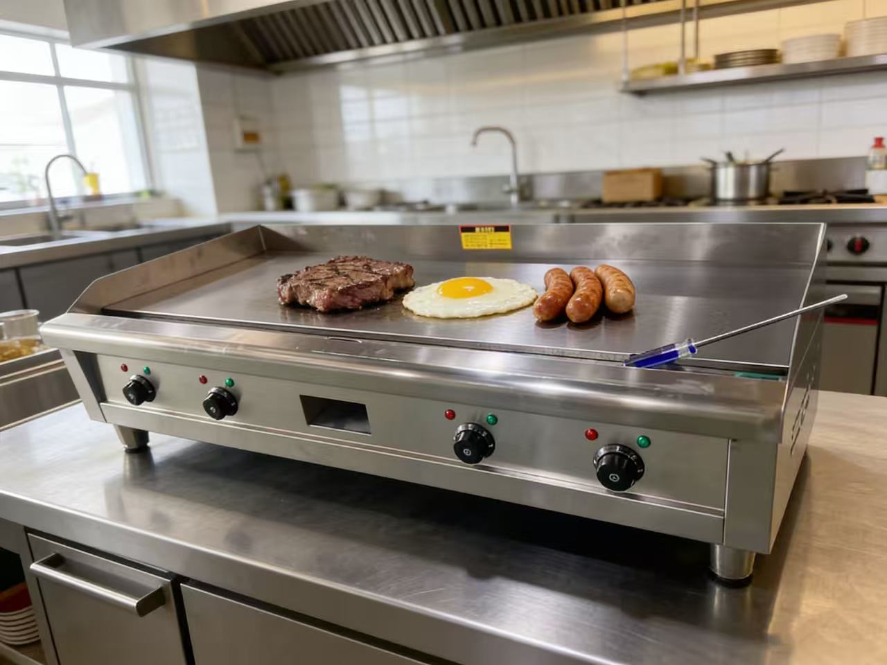 Electric Griddle Flat Top - Adjustable Temp Control Commercial Electric Griddle