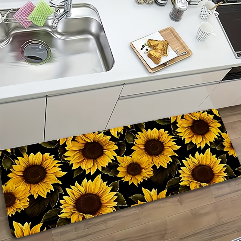 Commercial Kitchen Zones - Bold Yellow Sunflower Black Background Art