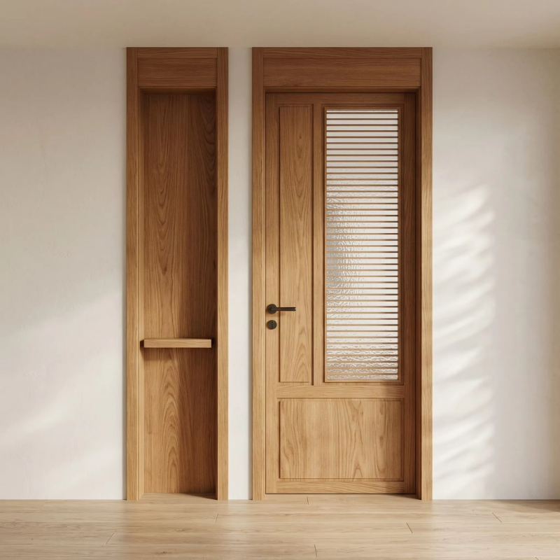 Luxury solid wood glass slidin - Commercial Kitchen Interior Design ulasan dan harga