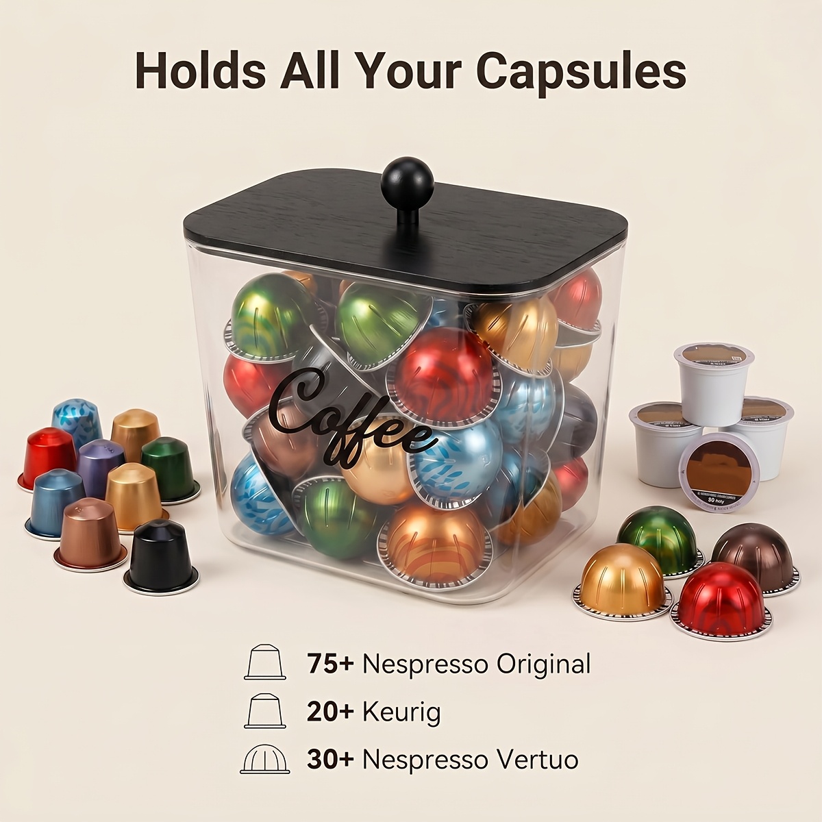 Coffee Pod Holder with Lids Pl - Commercial Kitchen Organiser ulasan dan harga