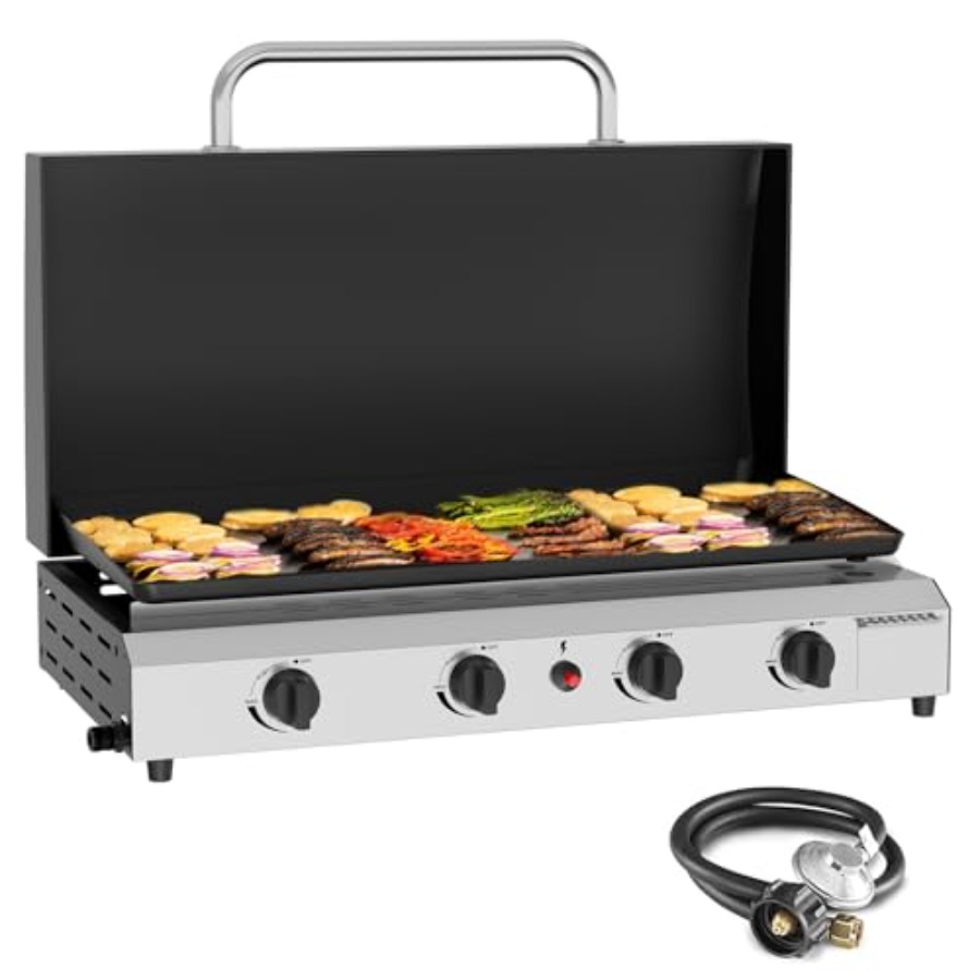 4 Burner Gas Griddle with Lid- - Electric Griddle Flat Top ulasan dan harga