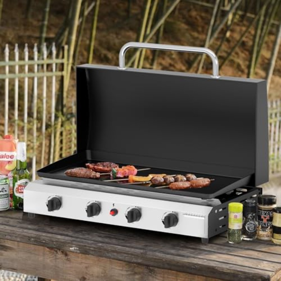 4 Burner Gas Griddle with Lid- - Electric Griddle Flat Top ulasan dan harga