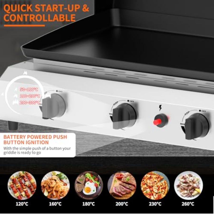 4 Burner Gas Griddle with Lid- - Electric Griddle Flat Top ulasan dan harga