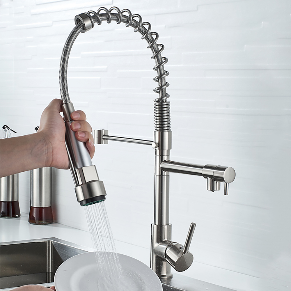 DQOK Black Brushed Spring Pull - Commercial Kitchen Mixer Tap ulasan dan harga