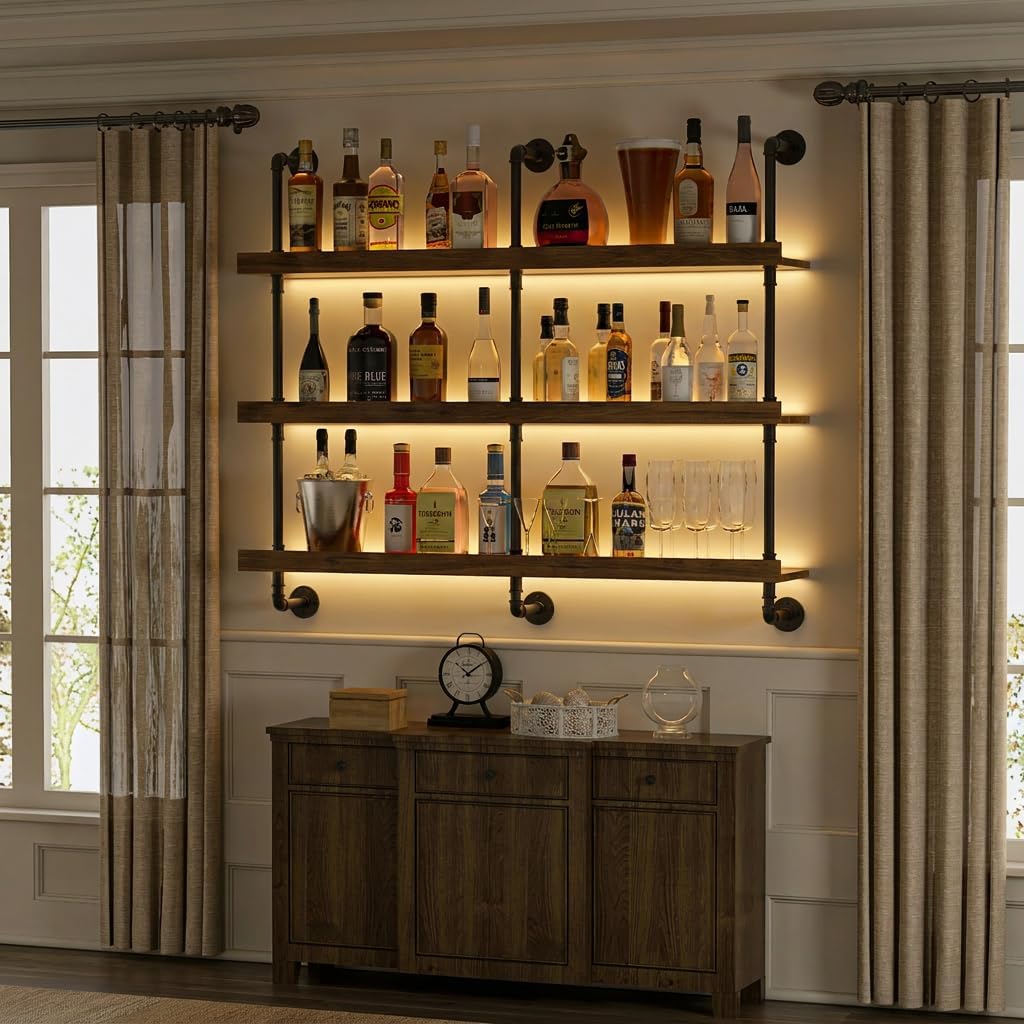Wall Mounted Wine Rack With LE - Commercial Kitchen Organiser ulasan dan harga
