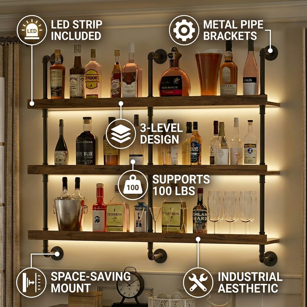 Wall Mounted Wine Rack With LE - Commercial Kitchen Organiser ulasan dan harga