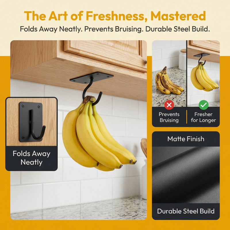 Black Metal Self-Adhesive Bana - Commercial Kitchen Organiser ulasan dan harga